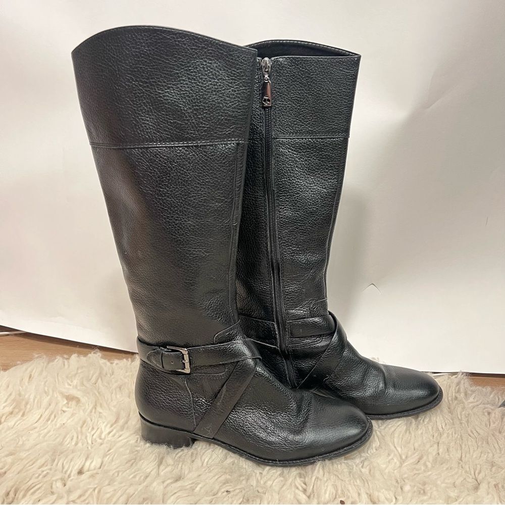 Talbots Black Leather Knee-High Riding Boots